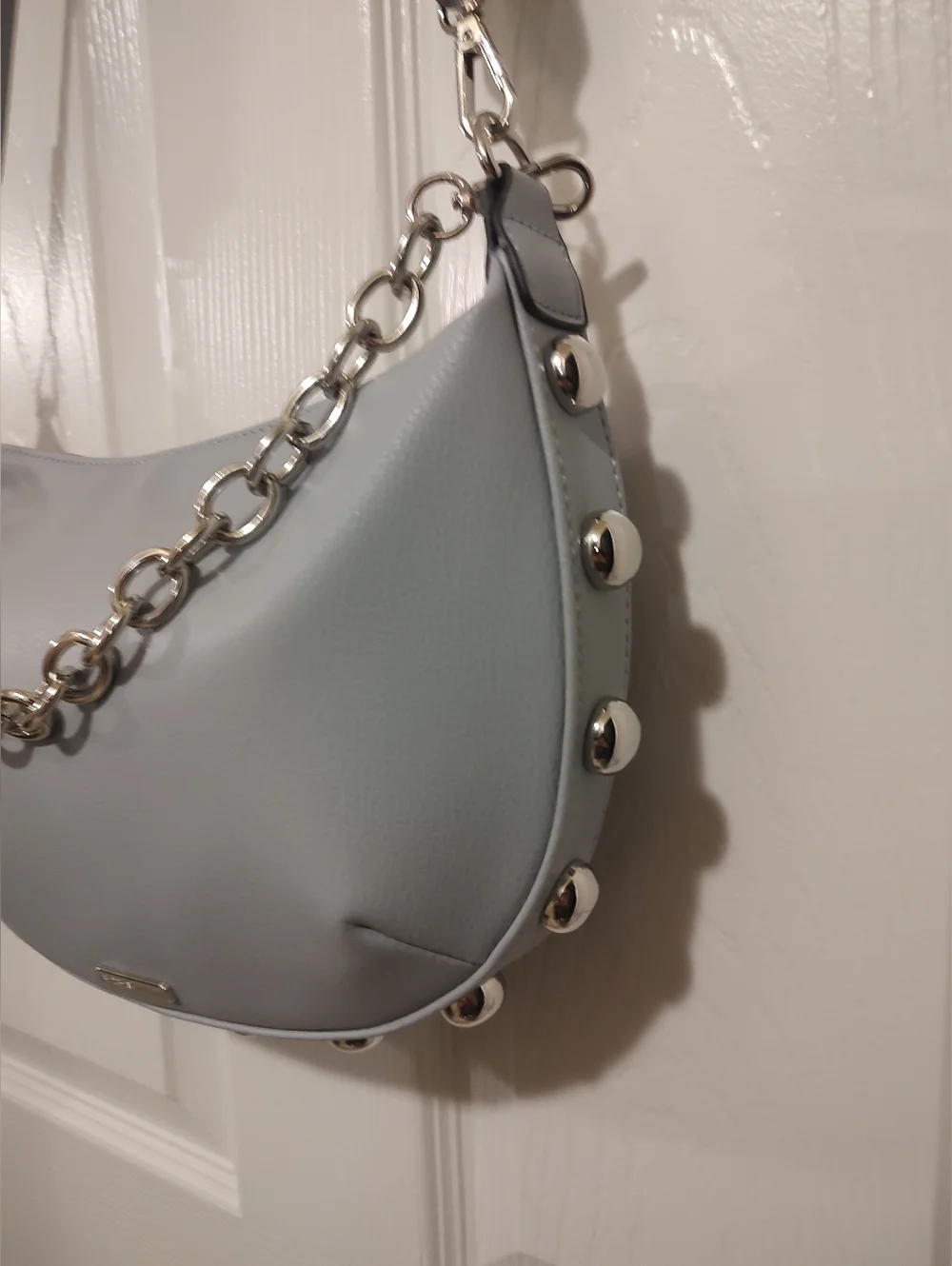 Blue Women's Shoulder Bag with Chain Accent